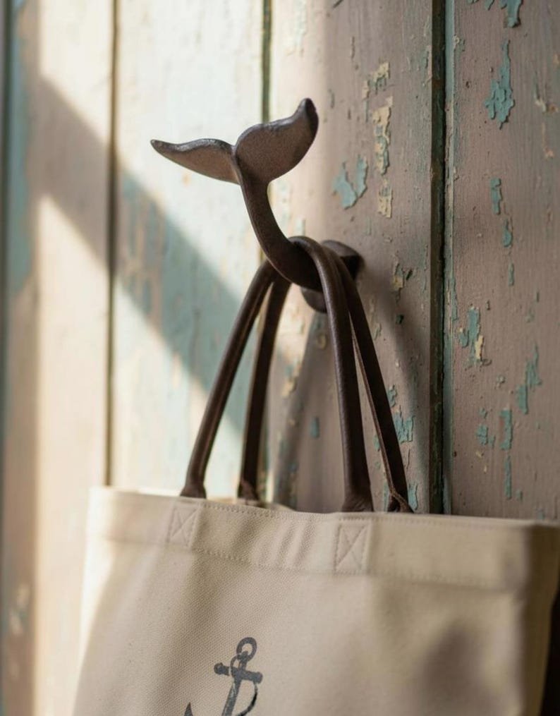 Cast Iron Whale Tail Wall Hook – Nautical Coat & Towel Holder