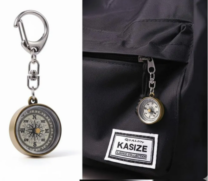Vintage Mini Compass Keychain Nautical Pocket Compass Key Ring