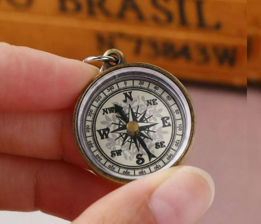 Vintage Mini Compass Keychain Nautical Pocket Compass Key Ring