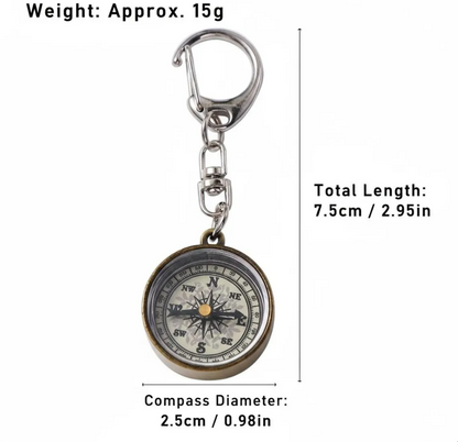 Vintage Mini Compass Keychain Nautical Pocket Compass Key Ring