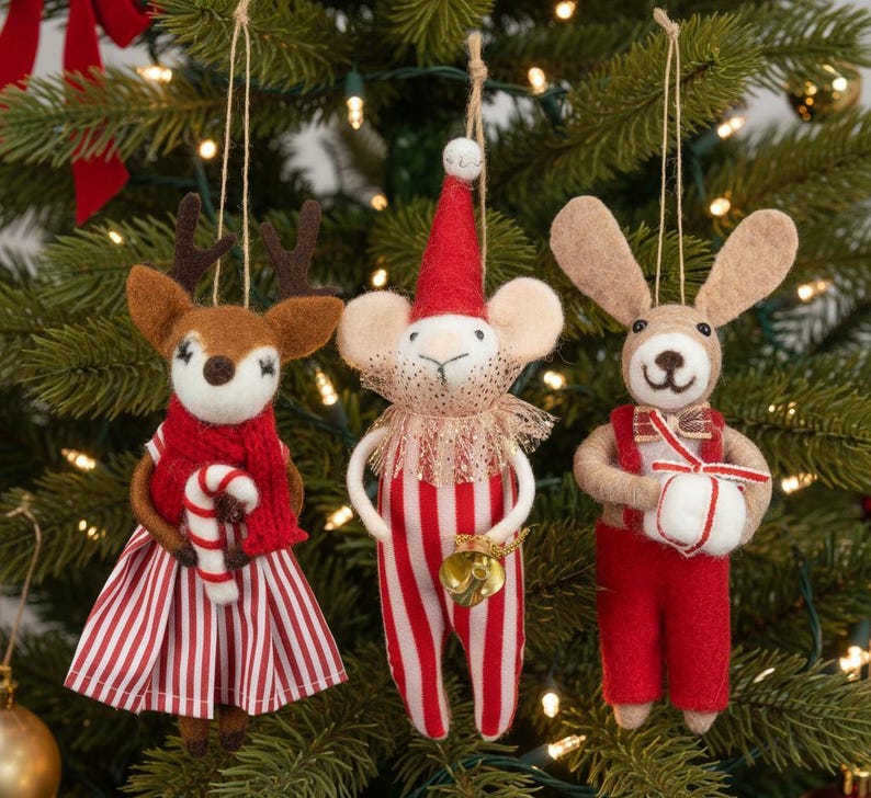 Felt Mice Christmas Tree Decorations Gift Mouse Circus Reindeer Ornaments