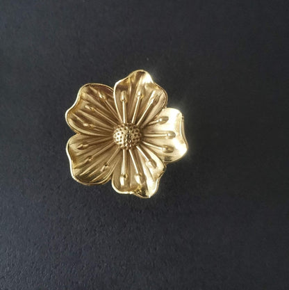 Gold Flower Drawer Knob Pull Floral Metal Cabinet Handle