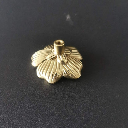 Gold Flower Drawer Knob Pull Floral Metal Cabinet Handle
