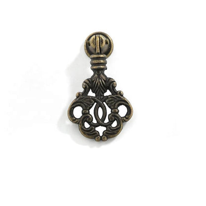 Vintage Alloy Drawer Pull Antique Brass Ornate Cabinet Handle Retro Knob