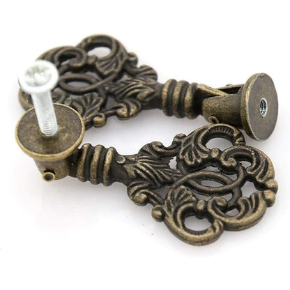 Vintage Alloy Drawer Pull Antique Brass Ornate Cabinet Handle Retro Knob