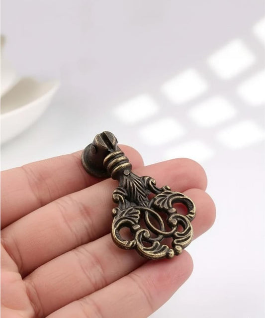 Vintage Alloy Drawer Pull Antique Brass Ornate Cabinet Handle Retro Knob