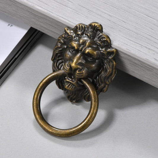 Vintage Lion Head Drawer Knob Antique Brass Cabinet Handle