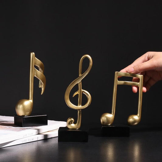 Gold Music Note Sculpture Modern Decorative Treble & Eighth Notes