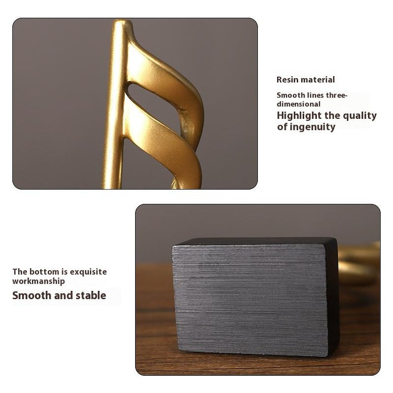 Gold Music Note Sculpture Modern Decorative Treble & Eighth Notes