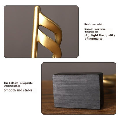 Gold Music Note Sculpture Modern Decorative Treble & Eighth Notes