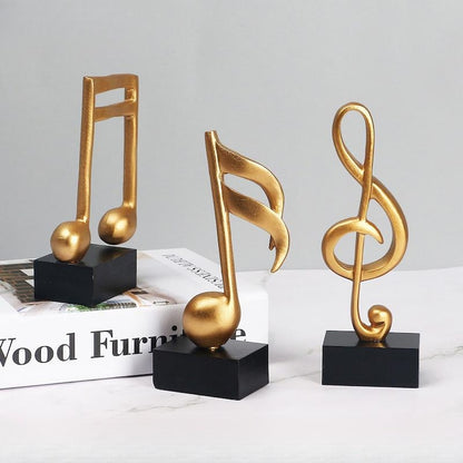 Gold Music Note Sculpture Modern Decorative Treble & Eighth Notes