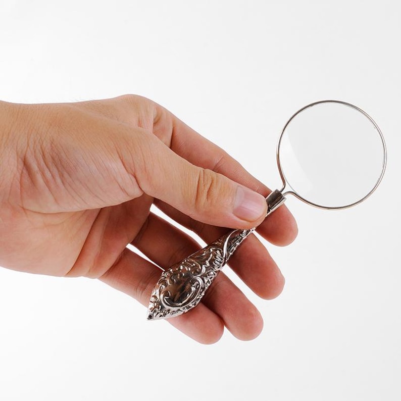 Vintage 5x Magnifying Glass Metal Handheld Reading Loupe