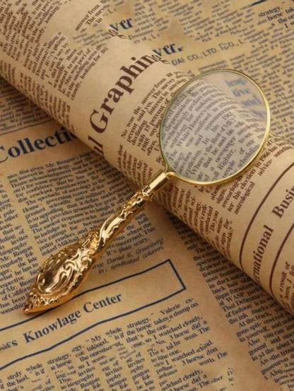 Vintage 5x Magnifying Glass Metal Handheld Reading Loupe