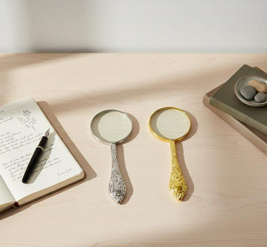 Vintage 5x Magnifying Glass Metal Handheld Reading Loupe