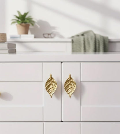 Leaf Drawer Knobs Metal Cabinet Pull Gold Bronze Nature Hardware