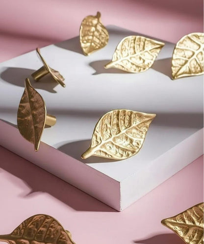 Leaf Drawer Knobs Metal Cabinet Pull Gold Bronze Nature Hardware