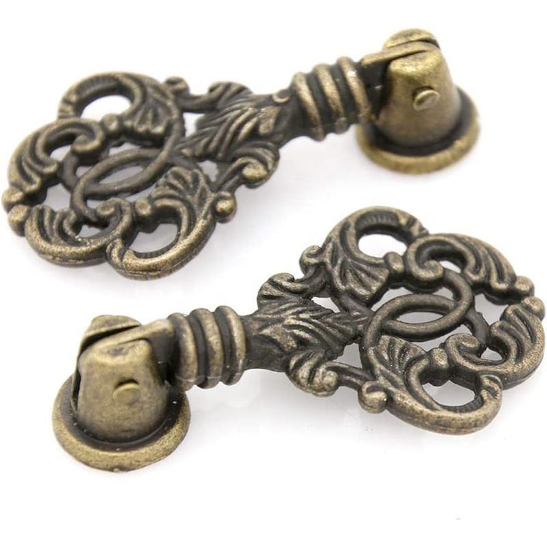 Vintage Alloy Drawer Pull Antique Brass Ornate Cabinet Handle Retro Knob