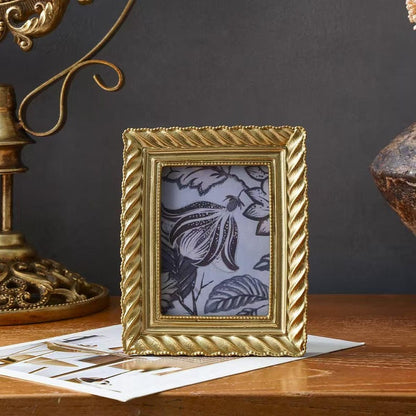 Vintage Gold Photo Frame Round & Rectangle Ornate Tabletop Frame