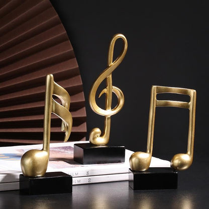 Gold Music Note Sculpture Modern Decorative Treble & Eighth Notes