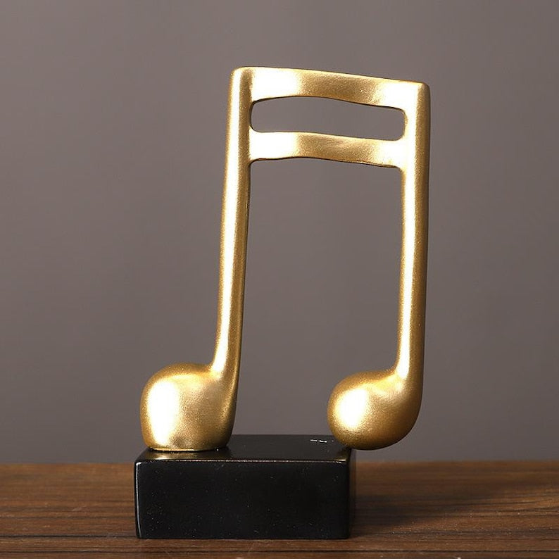 Gold Music Note Sculpture Modern Decorative Treble & Eighth Notes