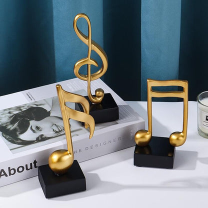 Gold Music Note Sculpture Modern Decorative Treble & Eighth Notes