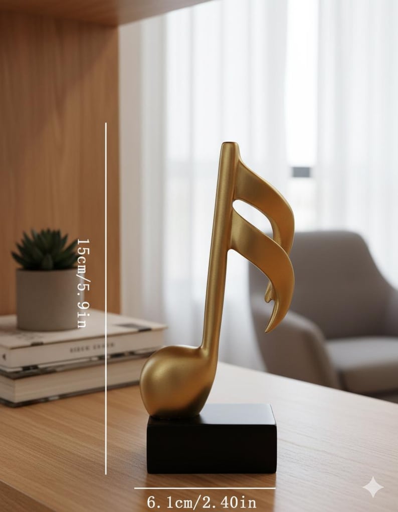 Gold Music Note Sculpture Modern Decorative Treble & Eighth Notes