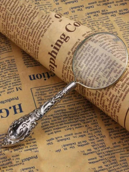 Vintage 5x Magnifying Glass Metal Handheld Reading Loupe