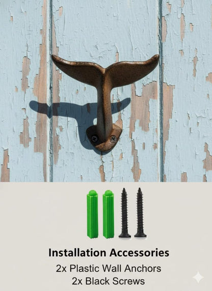 Cast Iron Whale Tail Wall Hook – Nautical Coat & Towel Holder