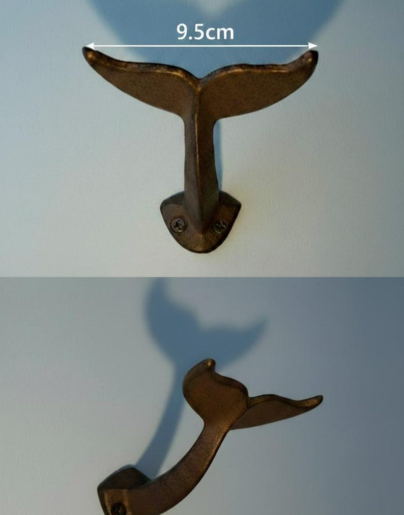 Cast Iron Whale Tail Wall Hook – Nautical Coat & Towel Holder
