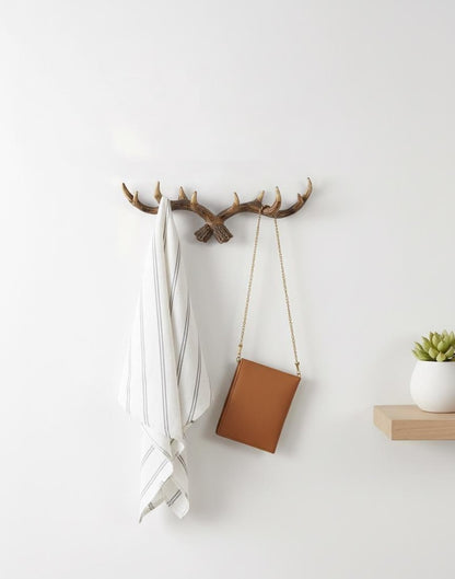 Resin Deer Antler Wall Hook Rustic Lodge Coat Rack