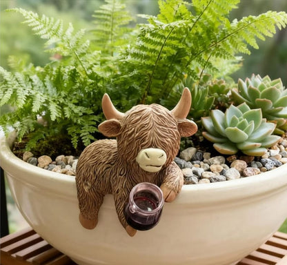 Highland Cow Pot Hangers Resin Beer & Wine Cow Planter Figurines