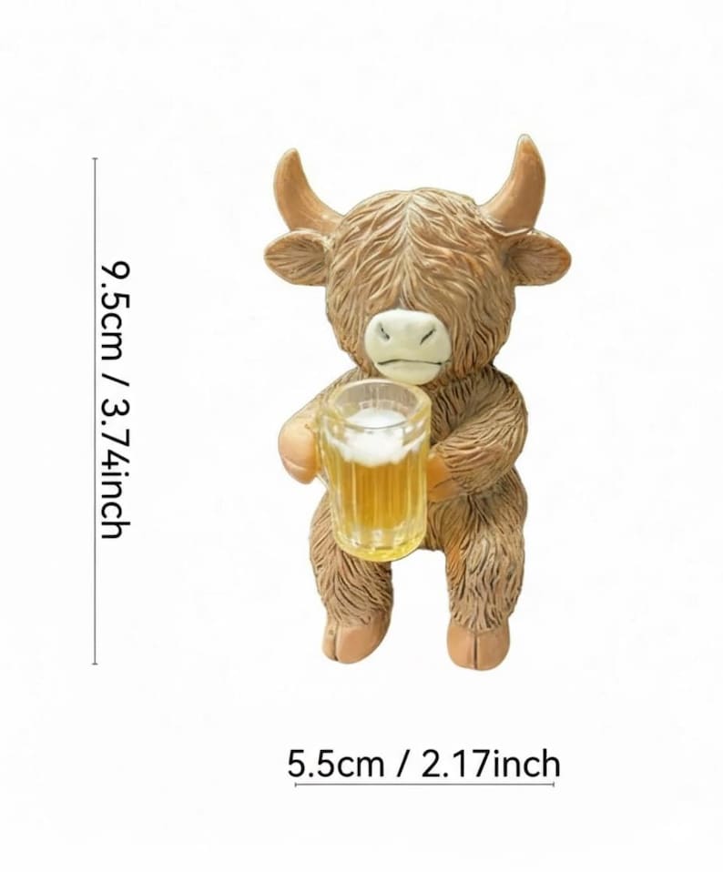 Highland Cow Pot Hangers Resin Beer & Wine Cow Planter Figurines