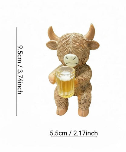 Highland Cow Pot Hangers Resin Beer & Wine Cow Planter Figurines