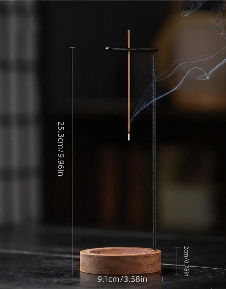 Zen Incense Holder Wood Base Modern Metal Incense Stick Holder
