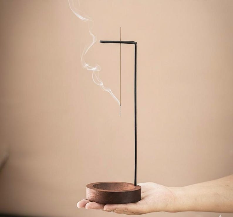Zen Incense Holder Wood Base Modern Metal Incense Stick Holder