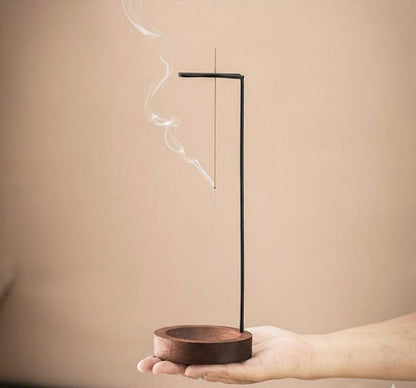 Zen Incense Holder Wood Base Modern Metal Incense Stick Holder