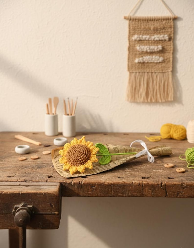 Handmade Crochet Sunflower Yarn Flower Forever Flower Gift