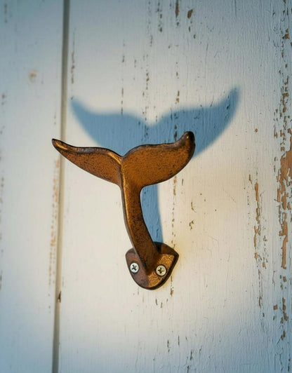 Cast Iron Whale Tail Wall Hook – Nautical Coat & Towel Holder