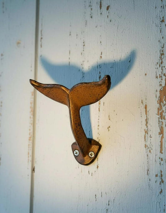 Cast Iron Whale Tail Wall Hook – Nautical Coat & Towel Holder