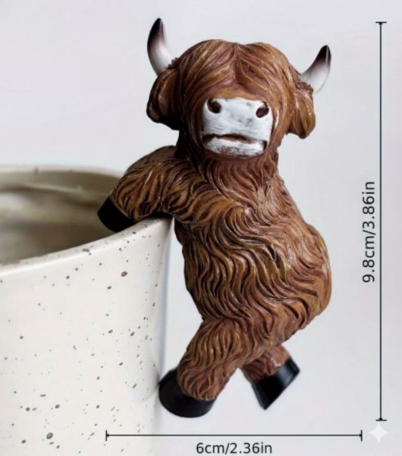 Highland Cow Pot Hangers Resin Farm Animal Planter Decor