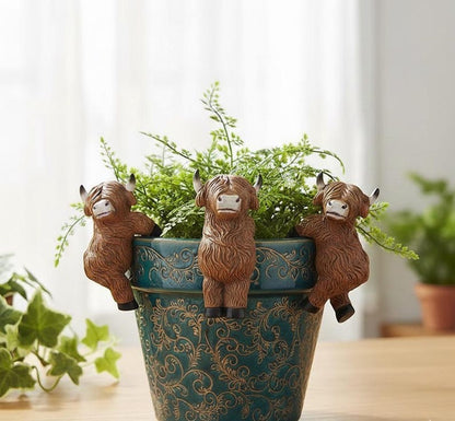 Highland Cow Pot Hangers Resin Farm Animal Planter Decor
