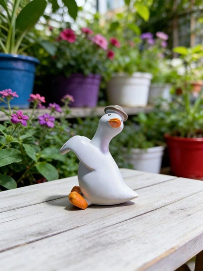 Cute Duck Pot Hanger – Resin Goose Plant Rim Figurines