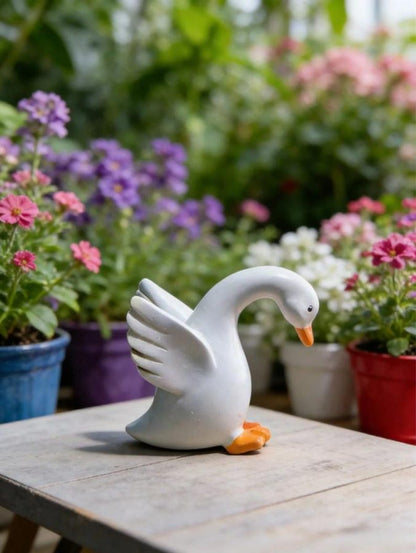 Cute Duck Pot Hanger – Resin Goose Plant Rim Figurines
