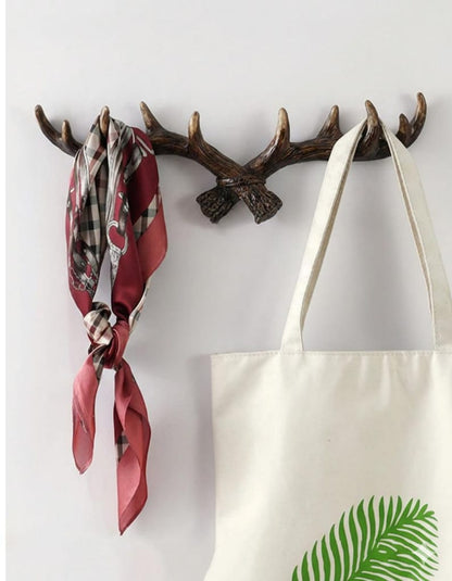 Resin Deer Antler Wall Hook Rustic Lodge Coat Rack