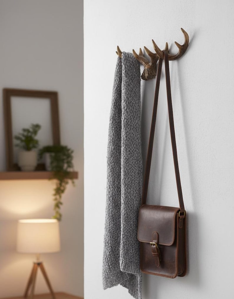 Resin Deer Antler Wall Hook Rustic Lodge Coat Rack
