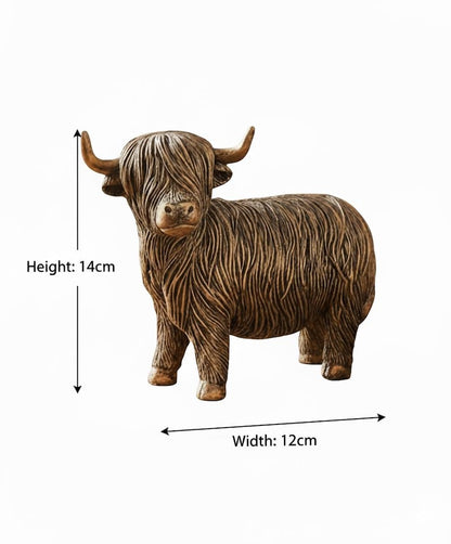 Highland Cow Resin Figurines Rustic Farm Animal Shelf Decor