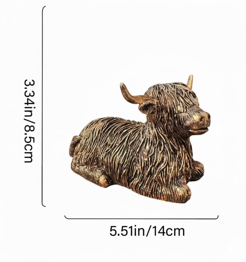 Highland Cow Resin Figurines Rustic Farm Animal Shelf Decor