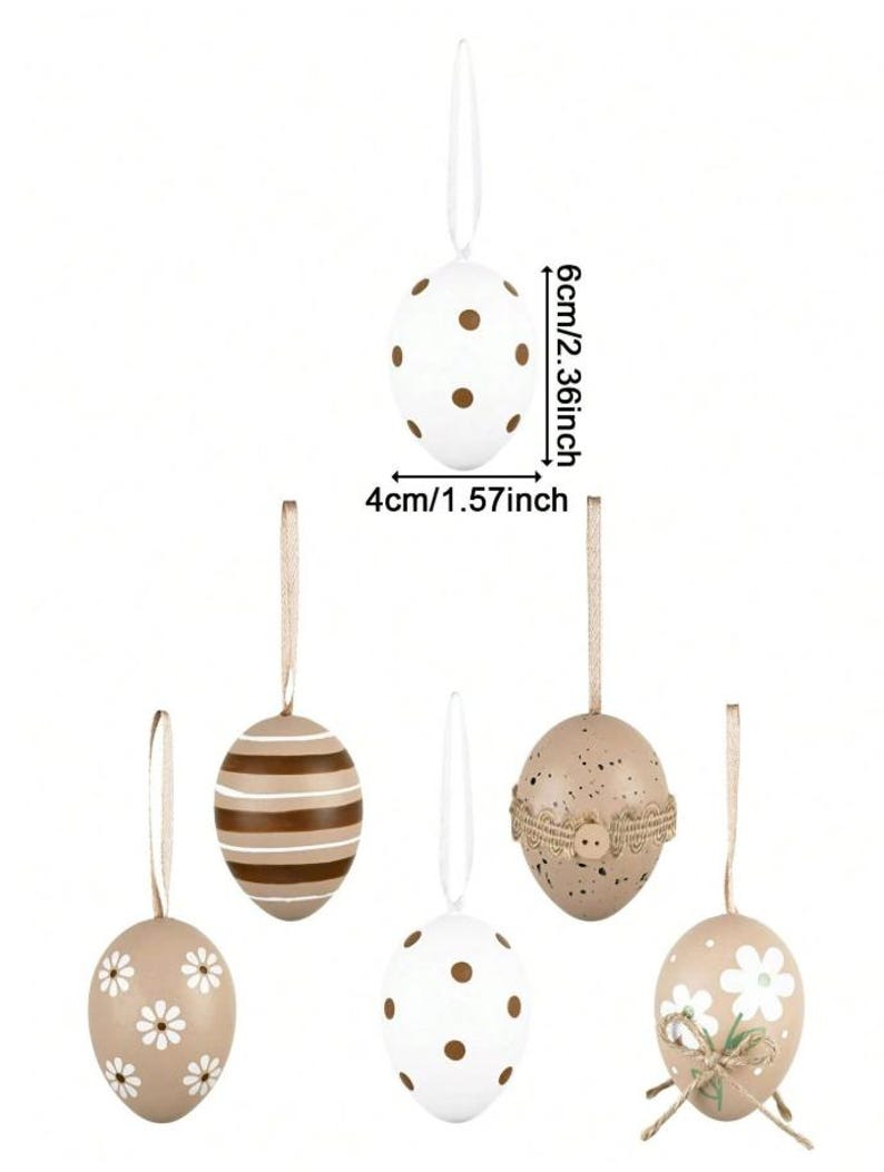 Set of 12 Hanging Easter Eggs Decor Neutral Spring Ornaments