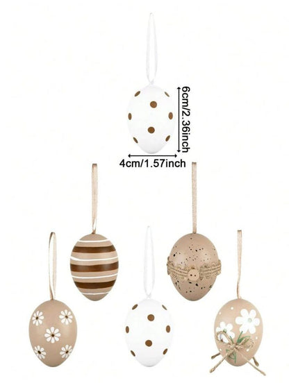 Set of 12 Hanging Easter Eggs Decor Neutral Spring Ornaments