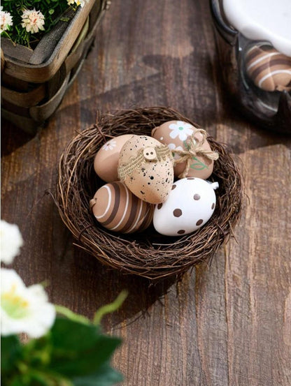 Set of 12 Hanging Easter Eggs Decor Neutral Spring Ornaments